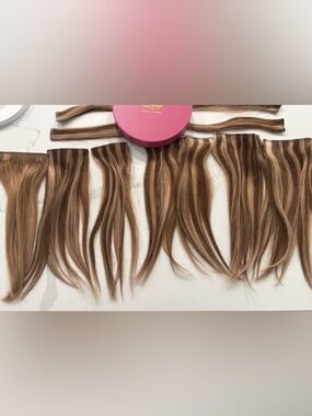 LUXY 12" Seamless Chestnut Brown Highlights Clip-Ins (150g)